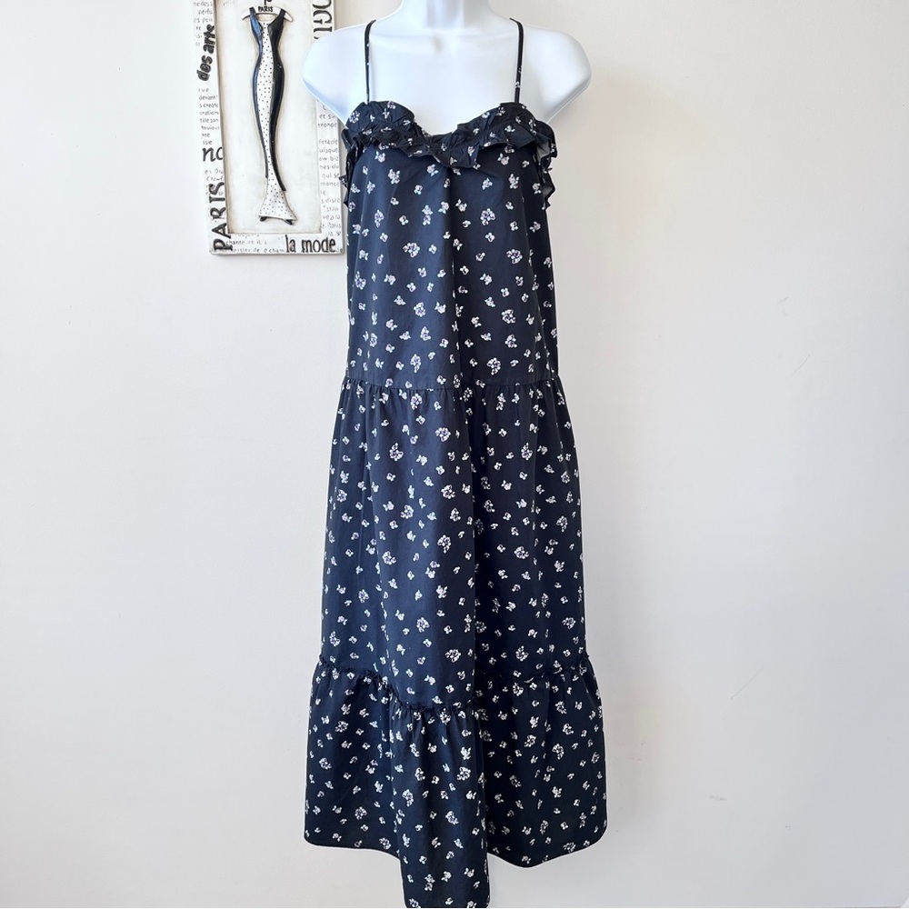 Who What Wear Black Floral 100% Cotton Maxi Dress Size M